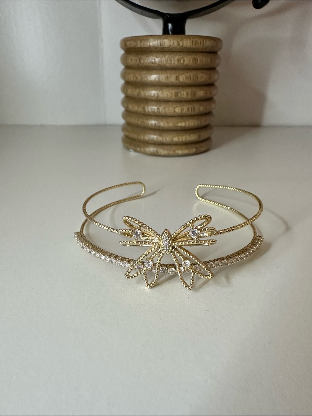 Gold Floral Crystal Double Cuff Bracelet - Women's Jewelry